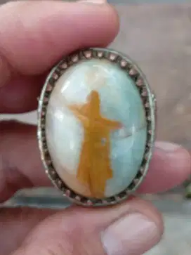 Cincin Batu Gambar Yesus Abstrak Keren Bos