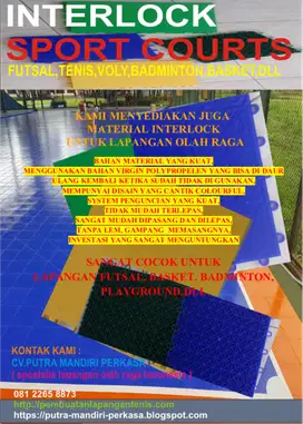 Lantai INTERLOCK untuk Futsal,Tenis,Badminton Indoor Outdoor Murah