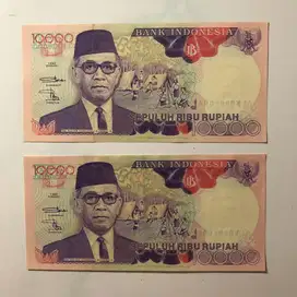 Uang Kertas Kuno 10000 Rupiah Tahun 1992. Uang Asli.