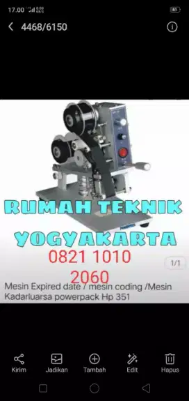 (Rumah teknik jogja)mesin expired date,produk import