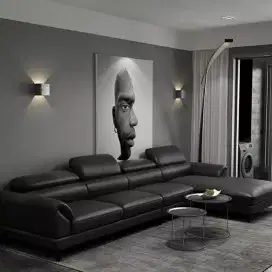 sofa L shape kulit sintetis minimalis terbaru berkualitas