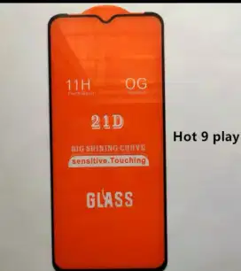 Tempered Glass INFINIX HOT 9 PLAY Clear fullscreen, 9D, List Hitam New