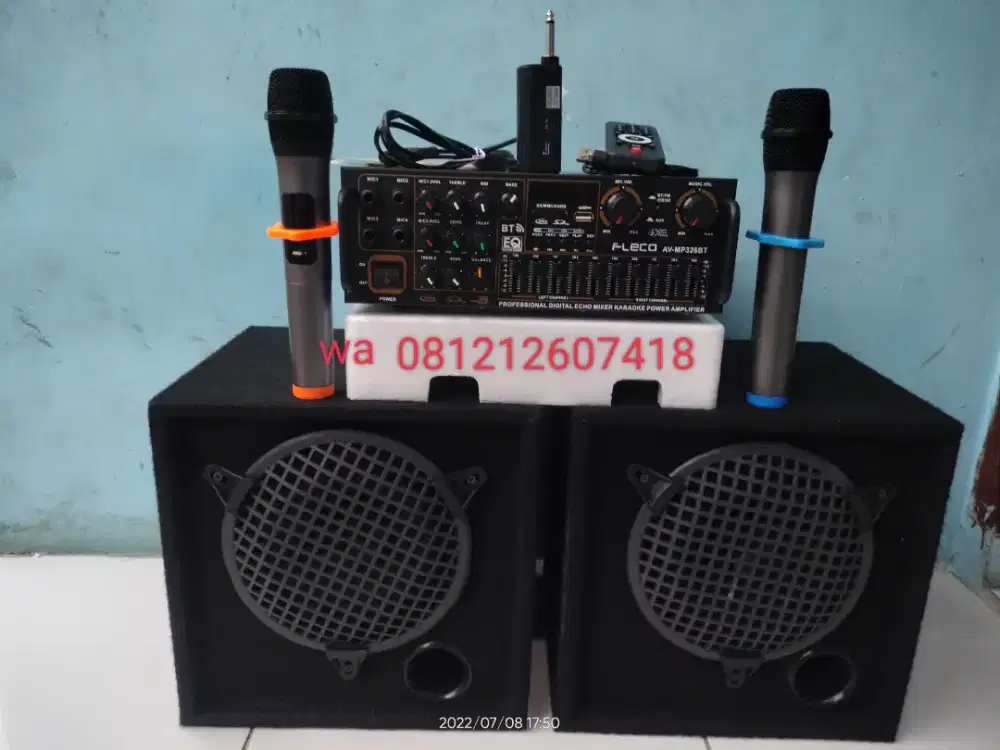 Paket Lengkap Salon karaoke bluetooth 8in Gratis Batrai mic wireless