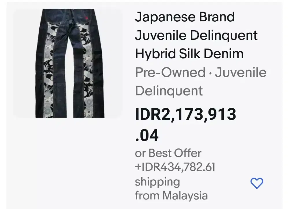 Japanese Branded Juvenile DelinQuent Hybrid Silk Denim Jeans Pant