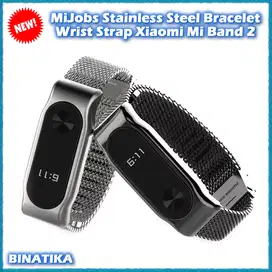 Original Mijobs Stainless Steel Milan Strap Tali Jam Xiaomi Mi Band 2