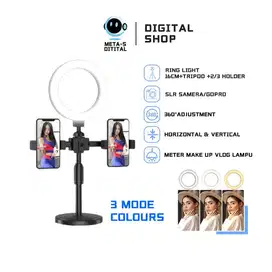 Tripod Live Streaming Ring light 16cm+Tripod +2 Holder HP Ring light