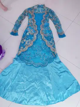 One set kebaya warna biru LD 86, Rok Pinggang karet