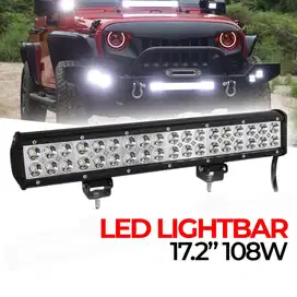 auxmotec lampu led spot lightbar mobil truck atv suv 4wd 17.2inch 108w