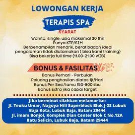 Lowongan Kerja Terapis Spa Batam