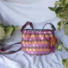 LIMITED EDITION! Tas Selempang Handmade Merah Jambu Anyaman Pita