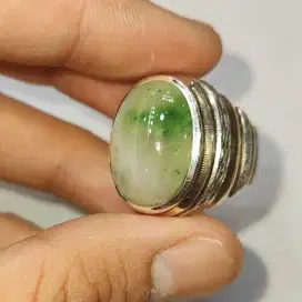 Cincin Batu Giok Jade Burma Myanmar Type A Giok Asli Ring Perak + Memo