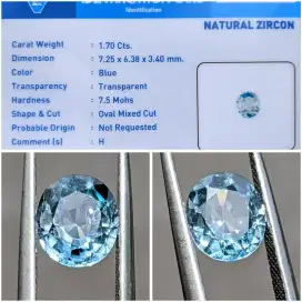 natural HQ blue zircon memo ACC lab