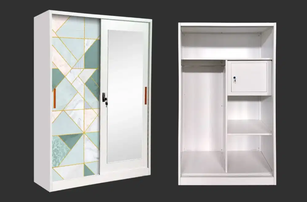 Lemari Besi Pakaian Sliding / Lemari Besi Baju 2 Pintu Sliding 29