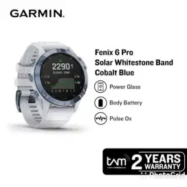 Garmin Fenix 6 Pro Solar Cobalt Blue with Whitestone band ORIGINAL