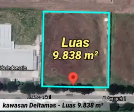Tanah 9.838m² di kawasan industri Deltamas Cikarang dekt Jababeka ejip