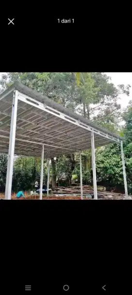 Pemasangan kanopi rumah rangka baja ringan atap spandek pasir