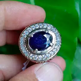 Cincin Batu Permata Natural BLUE SAPPHIRE Cutting
