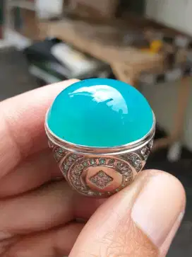 Bacan Doko Kristal Ring Perak tabur Mewah Bosku