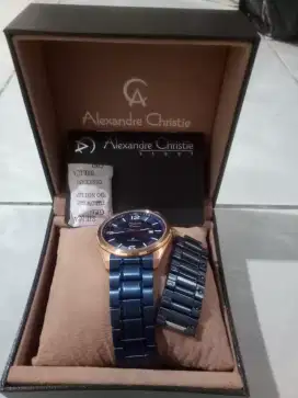 Jam tangan Alexandre Christie Blue Rosegold Stainless Steel