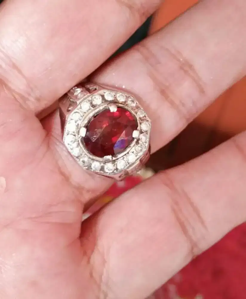 Cincin Batu Permata Red Rhodolite Natural (Asli Batu Alam)