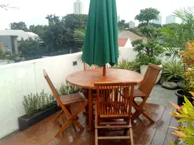 Set meja payung Taman cafe kayu jati GRADE B BEKASI