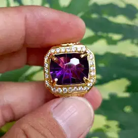 Cincin Batu Permata Natural AMETHYST Quartz + Memo (6,91ct)