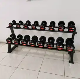 Alat fitnes dumble set rack lengkap