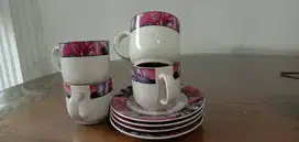 Tea set corak bunga merah