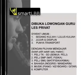Dibuka lowongan guru les privat