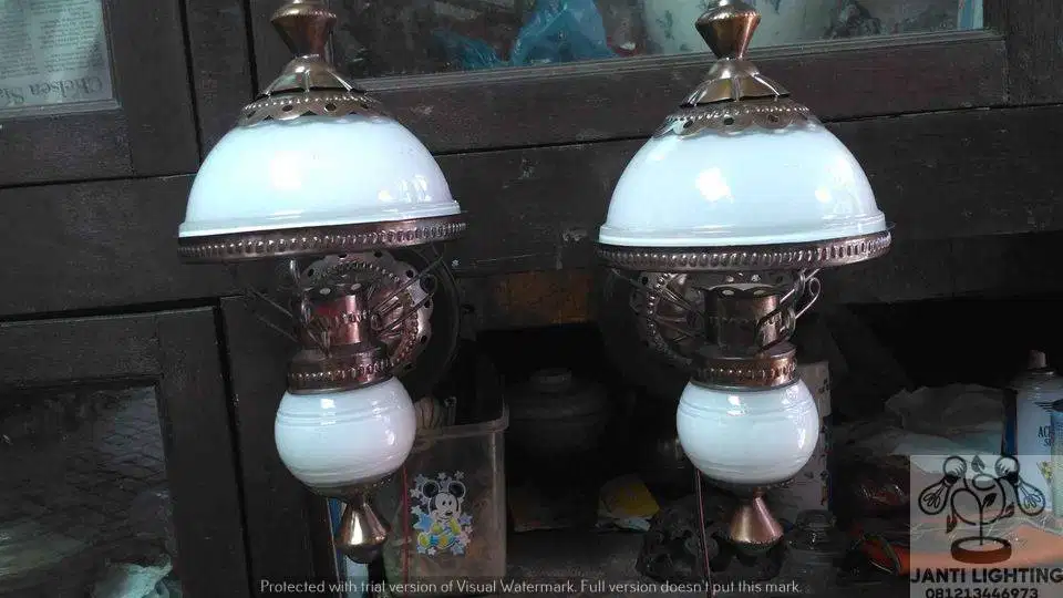 Lampu dinding antik kuningan lampu tempel gebyok joglo