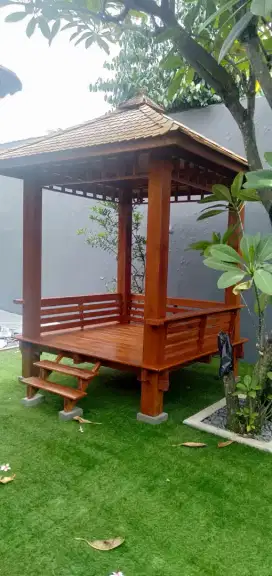 Gazebo minimalis kayu jati dan kayu kelapa