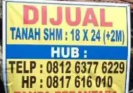 DIJUAL TANAH LUAS (HOOK) SHM DI DELITUA