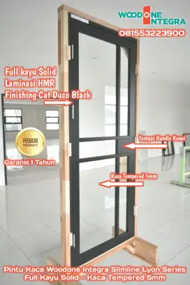 Pintu Woodone Integra Lyon Series - Full Kayu Solid-Kaca Tempered 5mm