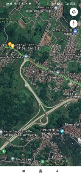 Tanah dekat sekali exit tol CIMALAKA