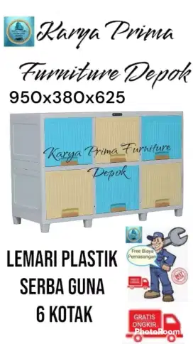 Lemari Plastik Serba Guna 6 Kotak 950x380x625 kuat awet baru 485rb COD