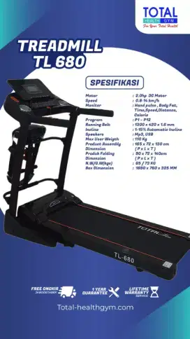 Alat fitnes treadmill elektrik TL 680 Incline