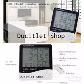 Humidity Jam Digital Temperature Suhu Hygrometer Clock Thermometer HTC