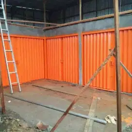 Partisi kaca dan folding gate