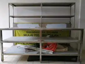 Meja Kerja Stainless with Shelves, Barang Lama Rasa BARU, MURAH TENAN