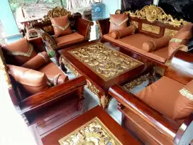 kursi tamu kursi terlaris motif Madura matahari bahan kayu jati solid