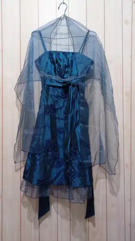 JUAL CEPAT BAJU PESTA WANITA MODEL CANTIK BIRU ADA SELENDANG 55 RB SJ
