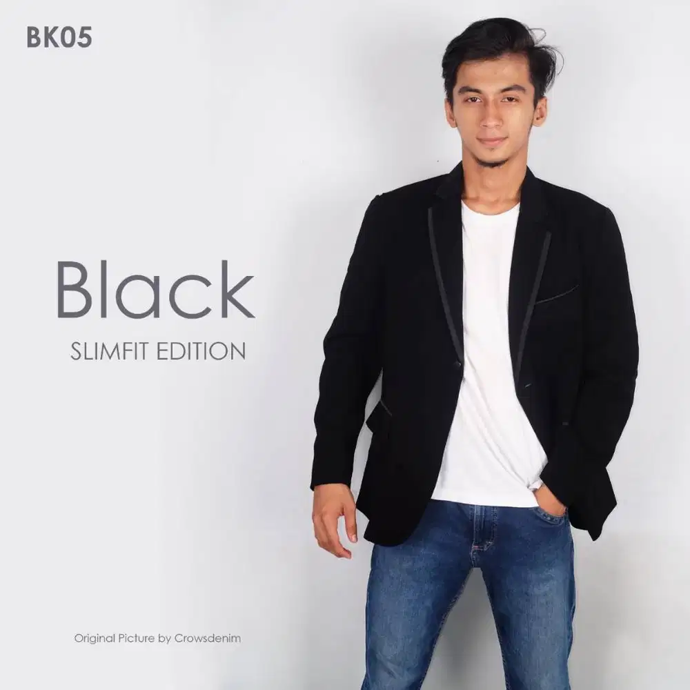 Jas Blazer Black List Satin Single Button - BK05