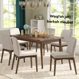 Meja makan Retro modern k 6, kayu jati tua