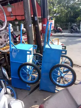 Promo Gerobak Barang Plat Besi Roda 17inchi Warna Biru Bisa Kirim RI