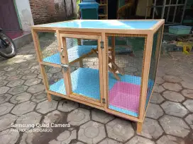 Kandang kucing anggora bahan kayu mahoni kelinci SBY