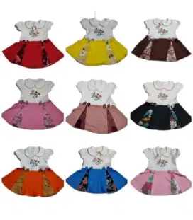 Baju Stelan Rok Anak Perempuan Wanita Cewe Size 1-2 Bahan Cotton PE