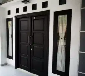 Pintu kupu tarung+kusen+2jendela+kusen kayu mahoni garapan joss