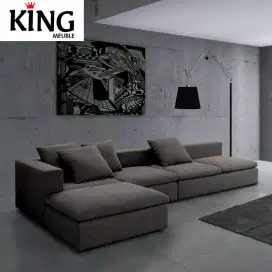 sofa minimalis L shape ruang tamu keluarga