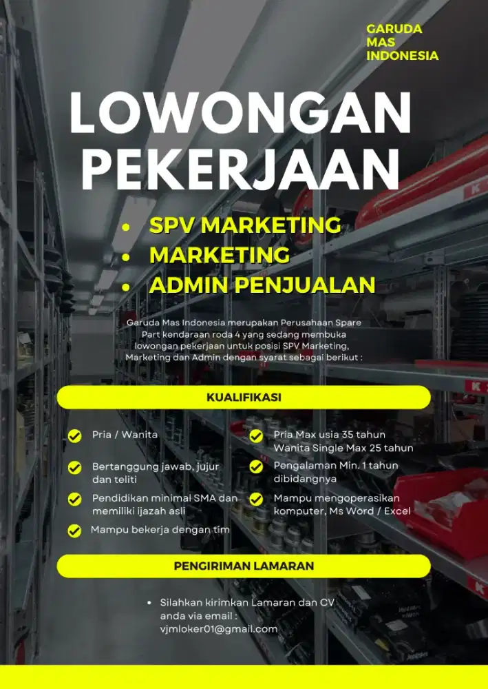 LOWONGAN KERJA MARKETING