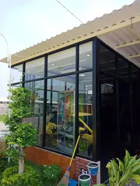 Kusen aluminium pintu jendela kaca partisi